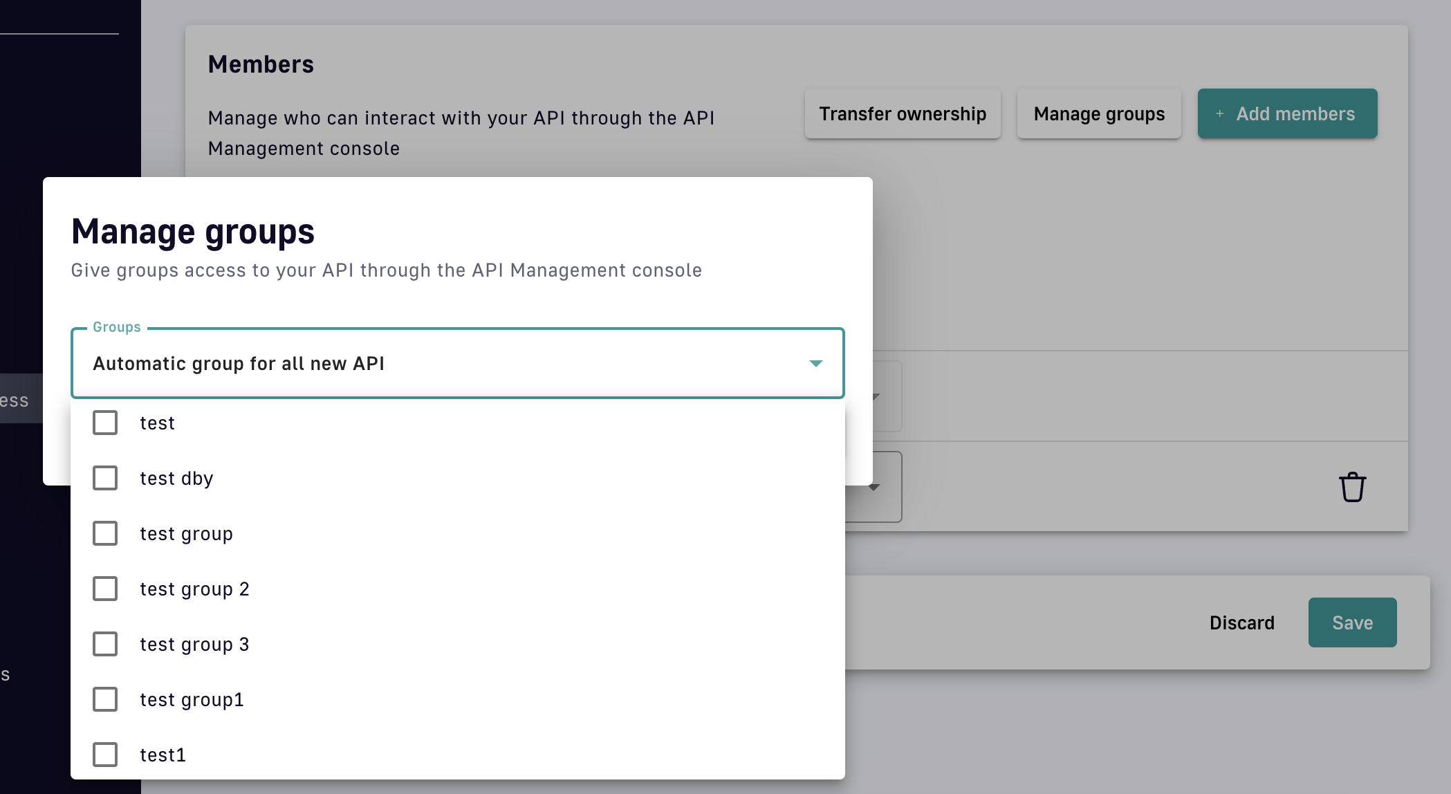 Give groups access to your API